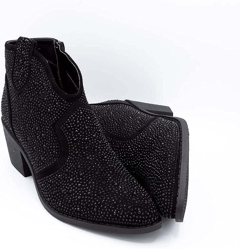 Pierre Dumas Wilder-9 Rhinestone Boots Black | Shoe Time