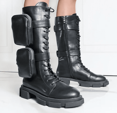Combat boots with sales pockets