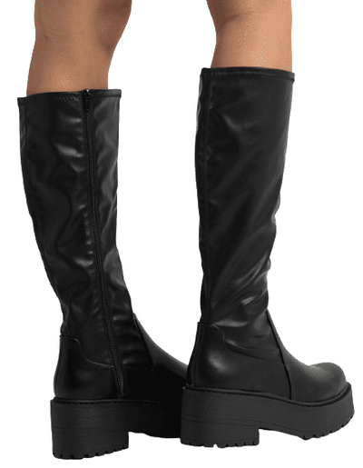 Women Knee High Chunky Block Heel Platform Boots Zimmer By Soda